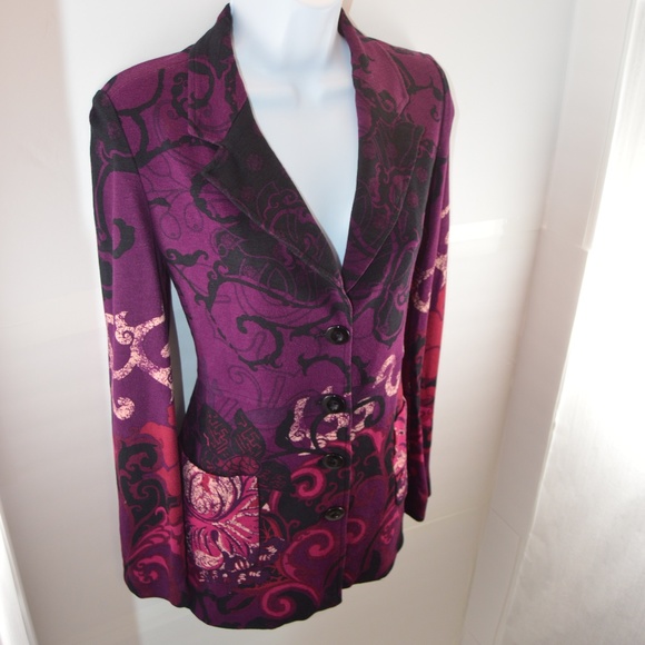 Chico's Purple Paisley Print Blazer - Picture 3 of 8